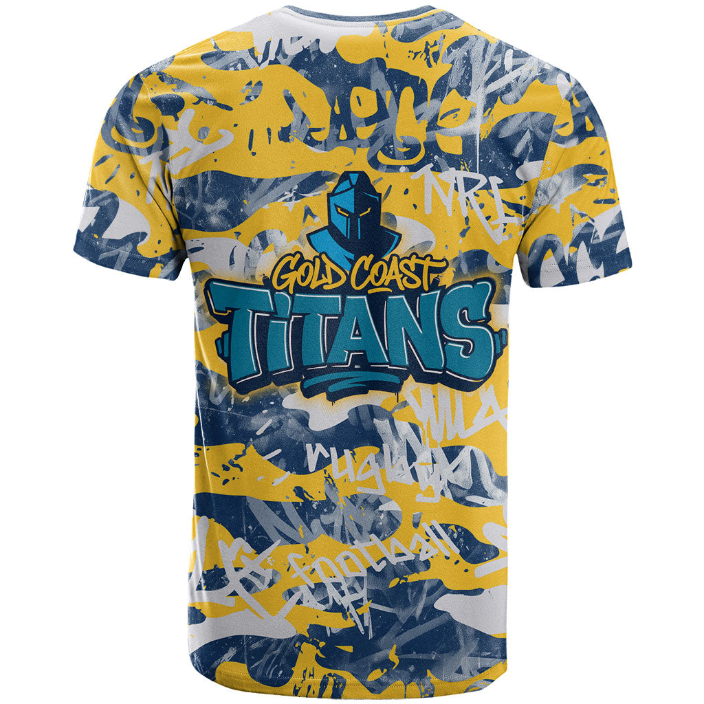 Gold Coast Titans Rugby T Shirt Graffiti Typography Urban Camo Abstract Street Style