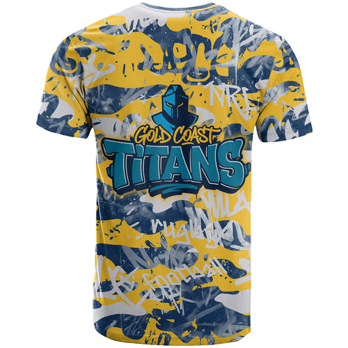 Gold Coast Titans Rugby T Shirt Graffiti Typography Urban Camo Abstract Street Style