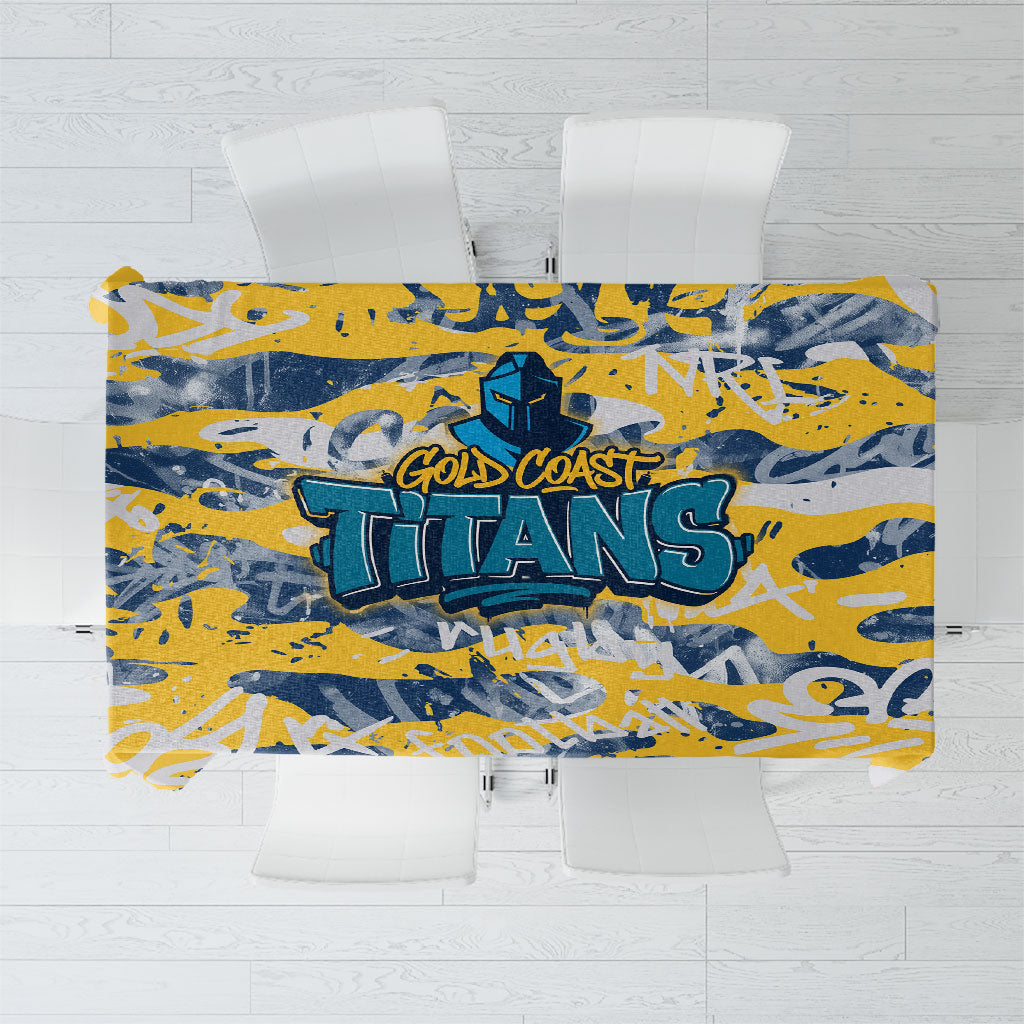 Gold Coast Titans Rugby Tablecloth Graffiti Typography Urban Camo Abstract Street Style