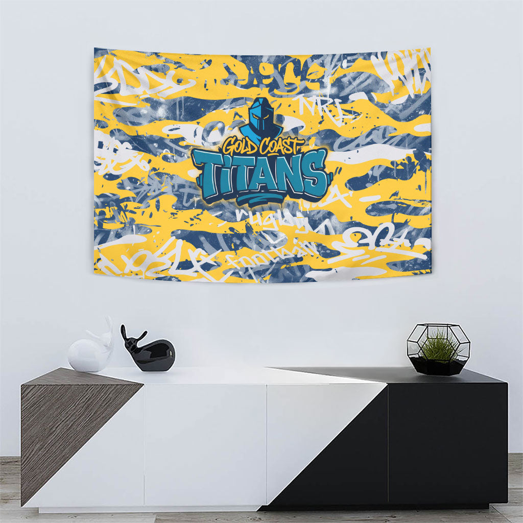 Gold Coast Titans Rugby Tapestry Graffiti Typography Urban Camo Abstract Street Style