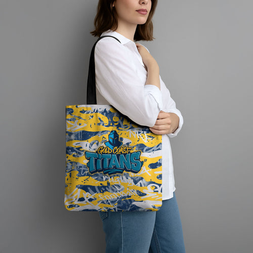 Gold Coast Titans Rugby Tote Bag Graffiti Typography Urban Camo Abstract Street Style