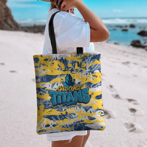 Gold Coast Titans Rugby Tote Bag Graffiti Typography Urban Camo Abstract Street Style
