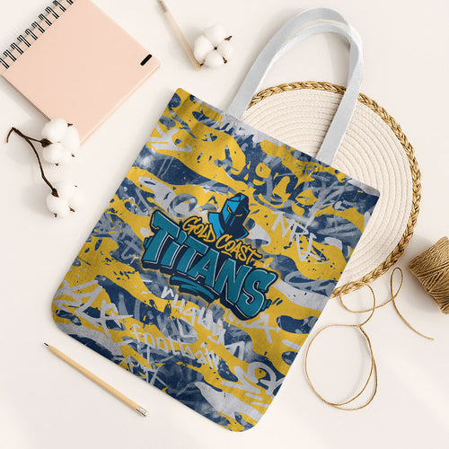 Gold Coast Titans Rugby Tote Bag Graffiti Typography Urban Camo Abstract Street Style