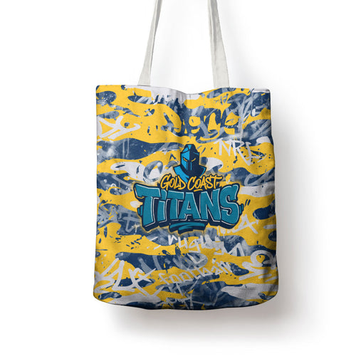 Gold Coast Titans Rugby Tote Bag Graffiti Typography Urban Camo Abstract Street Style