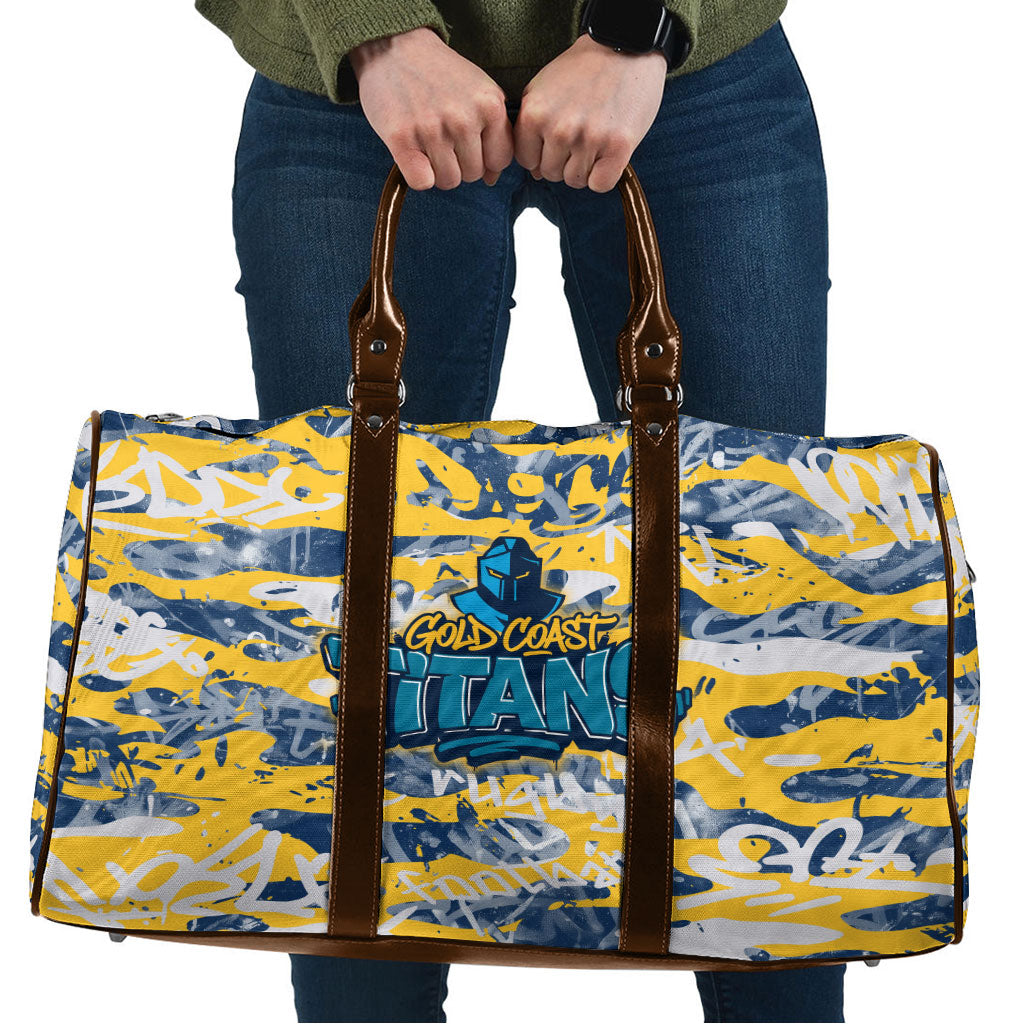 Gold Coast Titans Rugby Travel Bag Graffiti Typography Urban Camo Abstract Street Style