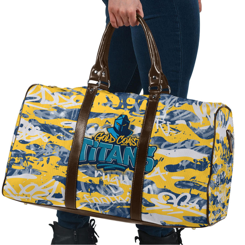 Gold Coast Titans Rugby Travel Bag Graffiti Typography Urban Camo Abstract Street Style