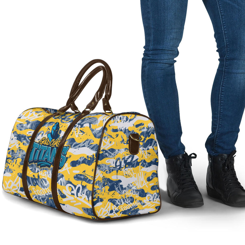 Gold Coast Titans Rugby Travel Bag Graffiti Typography Urban Camo Abstract Street Style