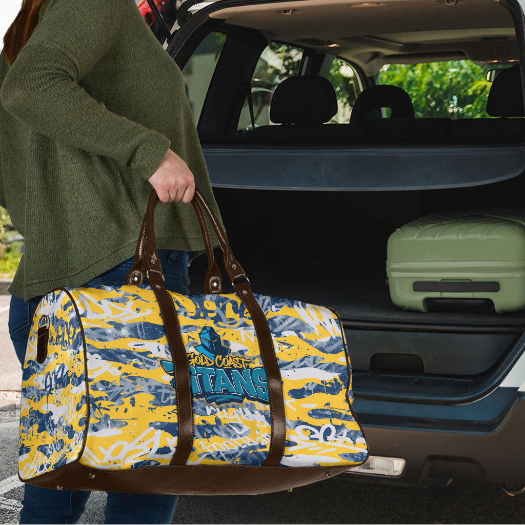 Gold Coast Titans Rugby Travel Bag Graffiti Typography Urban Camo Abstract Street Style