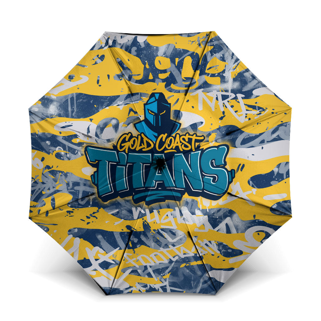 Gold Coast Titans Rugby Umbrella Graffiti Typography Urban Camo Abstract Street Style