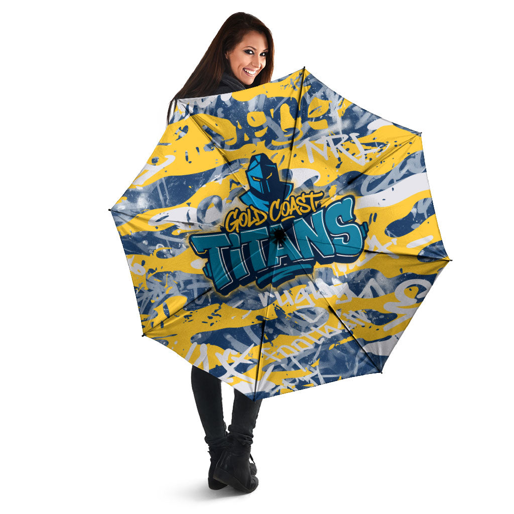 Gold Coast Titans Rugby Umbrella Graffiti Typography Urban Camo Abstract Street Style