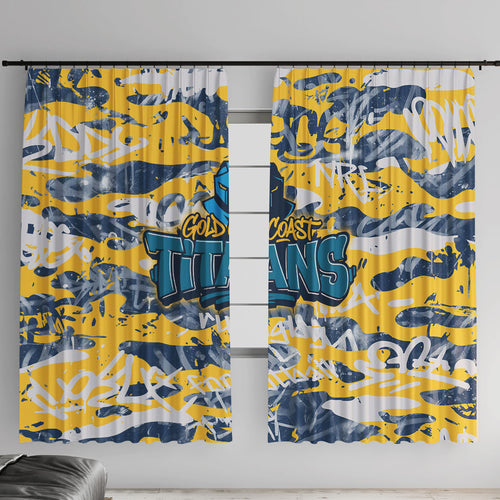 Gold Coast Titans Rugby Window Curtain Graffiti Typography Urban Camo Abstract Street Style