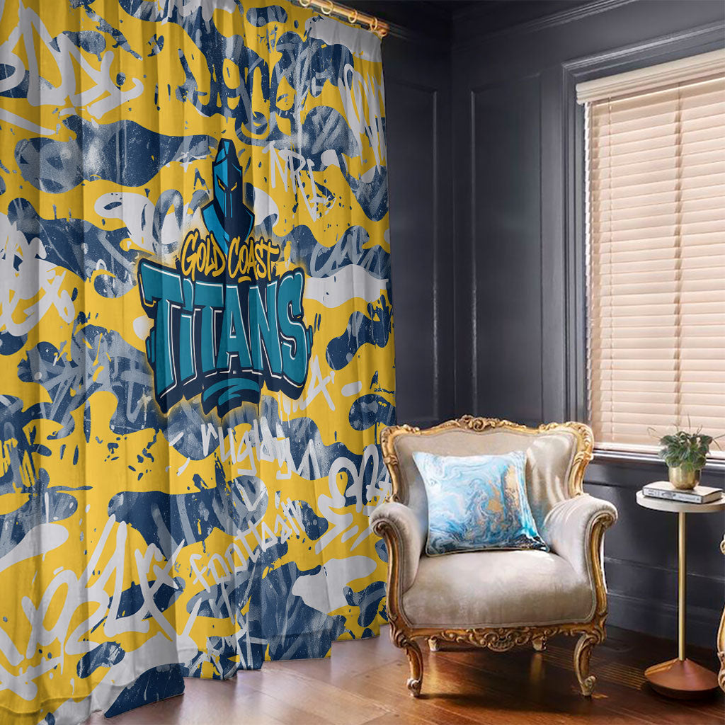 Gold Coast Titans Rugby Window Curtain Graffiti Typography Urban Camo Abstract Street Style