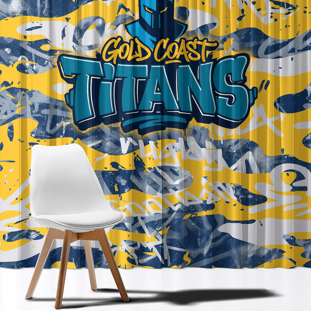 Gold Coast Titans Rugby Window Curtain Graffiti Typography Urban Camo Abstract Street Style