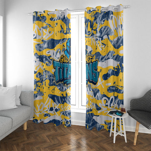 Gold Coast Titans Rugby Window Curtain Graffiti Typography Urban Camo Abstract Street Style