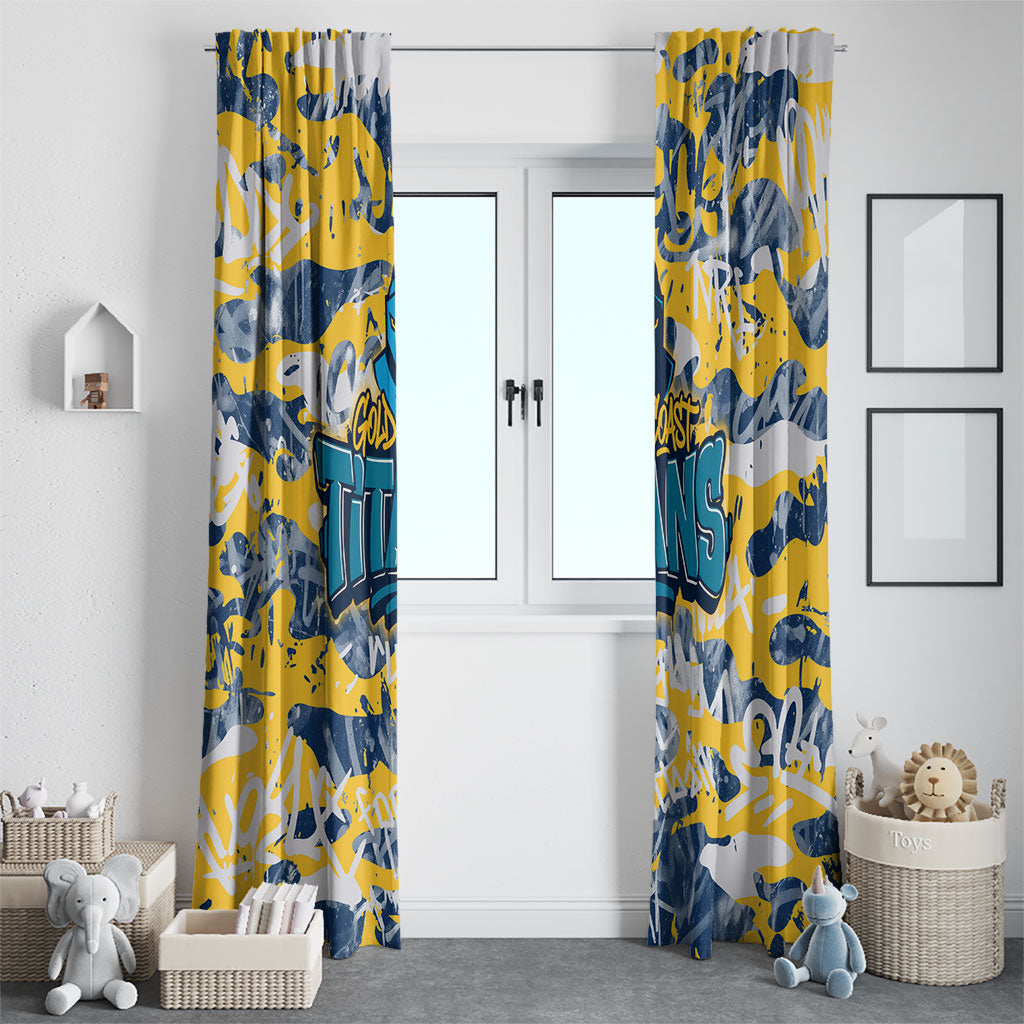 Gold Coast Titans Rugby Window Curtain Graffiti Typography Urban Camo Abstract Street Style