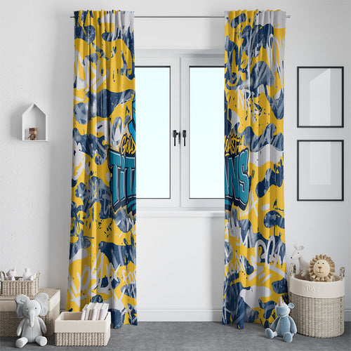 Gold Coast Titans Rugby Window Curtain Graffiti Typography Urban Camo Abstract Street Style