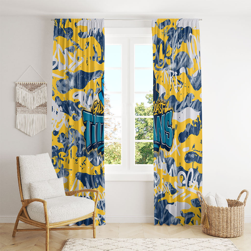 Gold Coast Titans Rugby Window Curtain Graffiti Typography Urban Camo Abstract Street Style