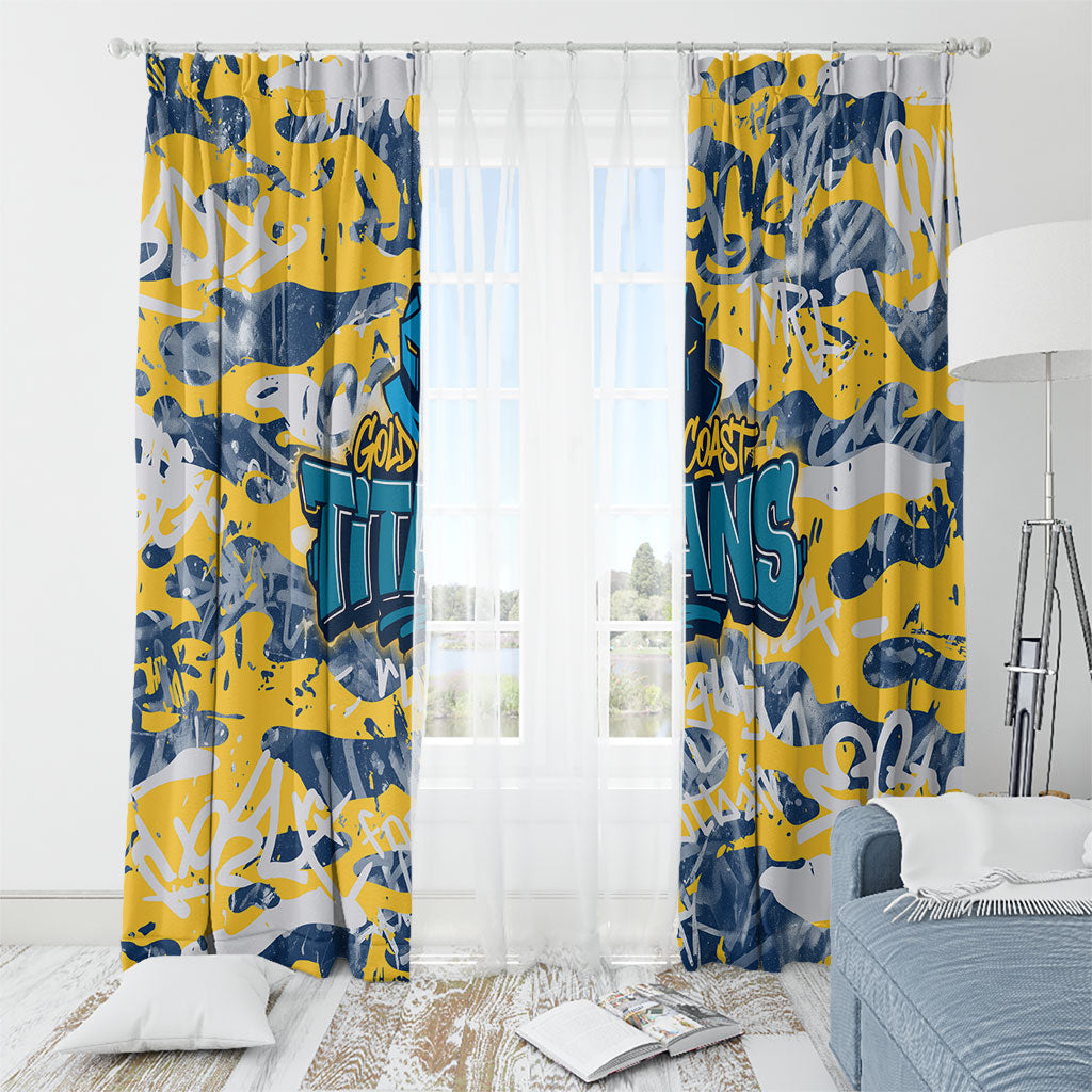 Gold Coast Titans Rugby Window Curtain Graffiti Typography Urban Camo Abstract Street Style