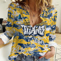 Gold Coast Titans Rugby Women Casual Shirt Graffiti Typography Urban Camo Abstract Street Style