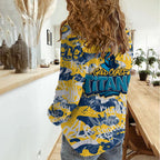 Gold Coast Titans Rugby Women Casual Shirt Graffiti Typography Urban Camo Abstract Street Style