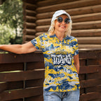 Gold Coast Titans Rugby Women Polo Shirt Graffiti Typography Urban Camo Abstract Street Style