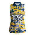 Gold Coast Titans Rugby Women Sleeveless Polo Shirt Graffiti Typography Urban Camo Abstract Street Style