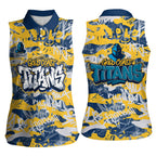 Gold Coast Titans Rugby Women Sleeveless Polo Shirt Graffiti Typography Urban Camo Abstract Street Style