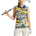 Gold Coast Titans Rugby Women Sleeveless Polo Shirt Graffiti Typography Urban Camo Abstract Street Style