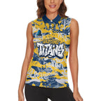 Gold Coast Titans Rugby Women Sleeveless Polo Shirt Graffiti Typography Urban Camo Abstract Street Style