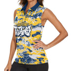 Gold Coast Titans Rugby Women Sleeveless Polo Shirt Graffiti Typography Urban Camo Abstract Street Style