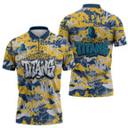 Gold Coast Titans Rugby Zipper Polo Shirt Graffiti Typography Urban Camo Abstract Street Style