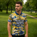 Gold Coast Titans Rugby Zipper Polo Shirt Graffiti Typography Urban Camo Abstract Street Style