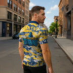 Gold Coast Titans Rugby Zipper Polo Shirt Graffiti Typography Urban Camo Abstract Street Style