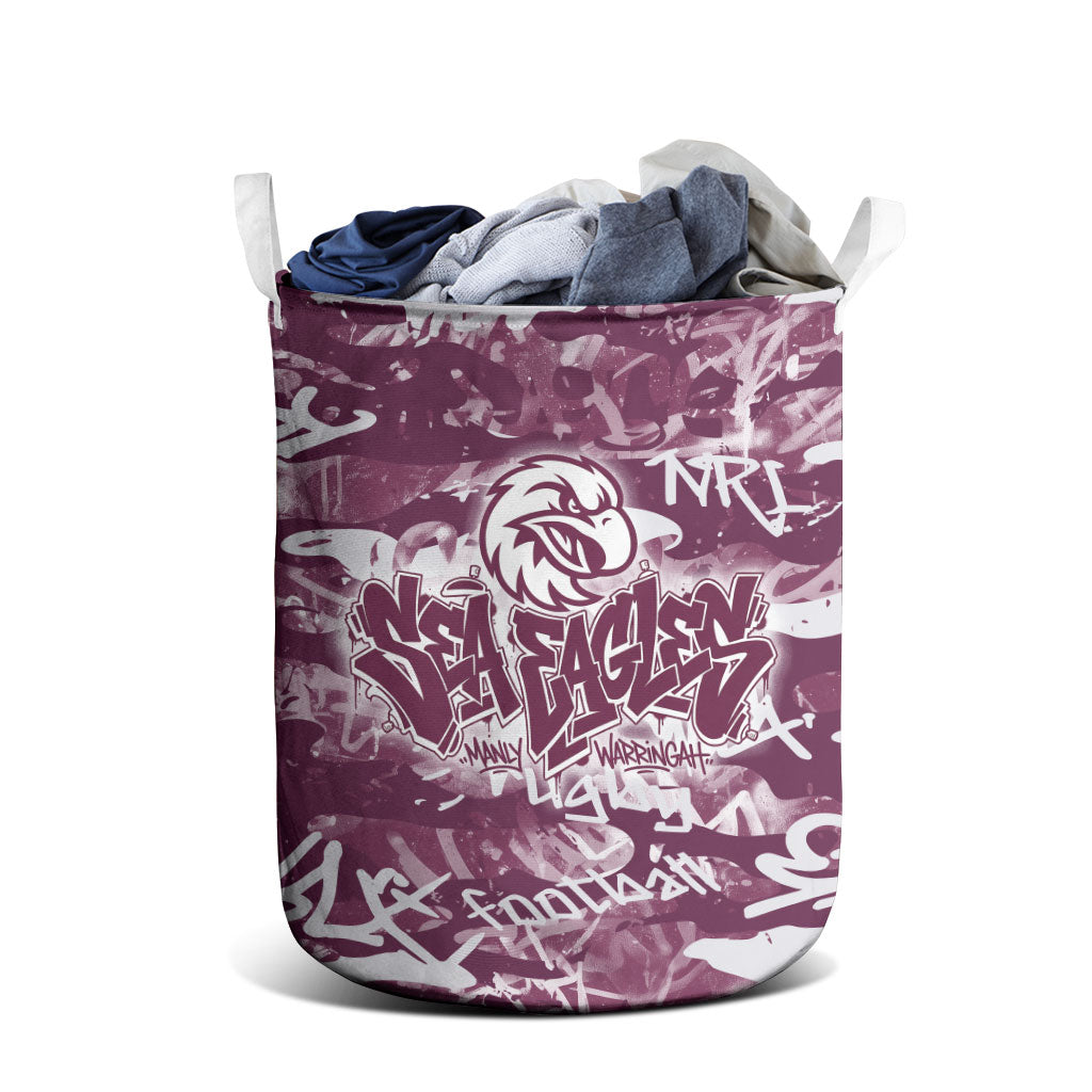 Manly Warringah Sea Eagles Rugby Laundry Basket Graffiti Typography Urban Camo Abstract Street Style