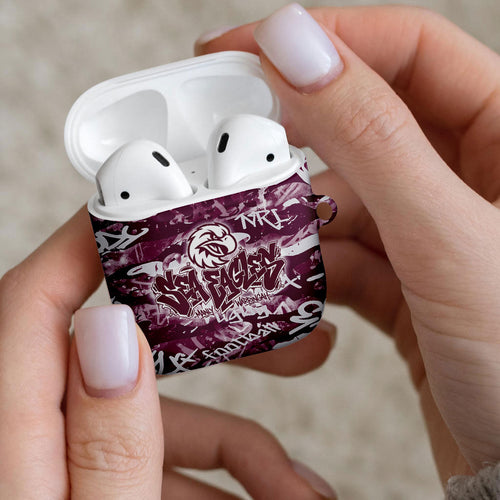 Manly Warringah Sea Eagles Rugby AirPods Case Graffiti Typography Urban Camo Abstract Street Style