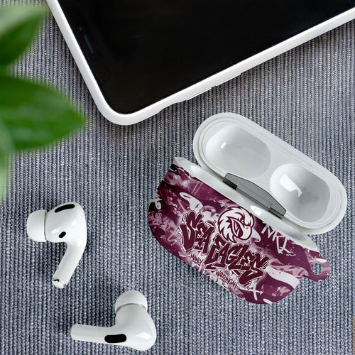 Manly Warringah Sea Eagles Rugby AirPods Case Graffiti Typography Urban Camo Abstract Street Style