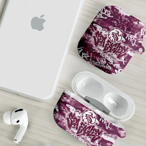 Manly Warringah Sea Eagles Rugby AirPods Case Graffiti Typography Urban Camo Abstract Street Style