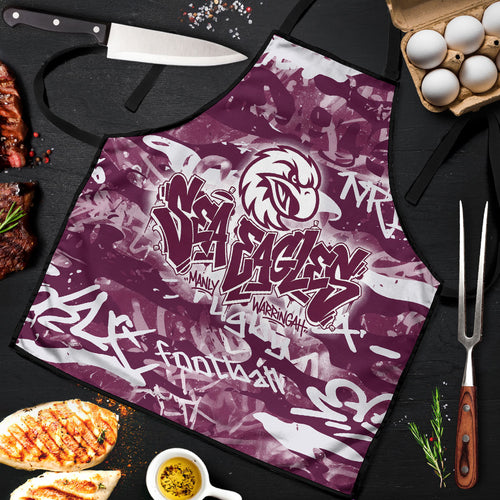 Manly Warringah Sea Eagles Rugby Apron Graffiti Typography Urban Camo Abstract Street Style