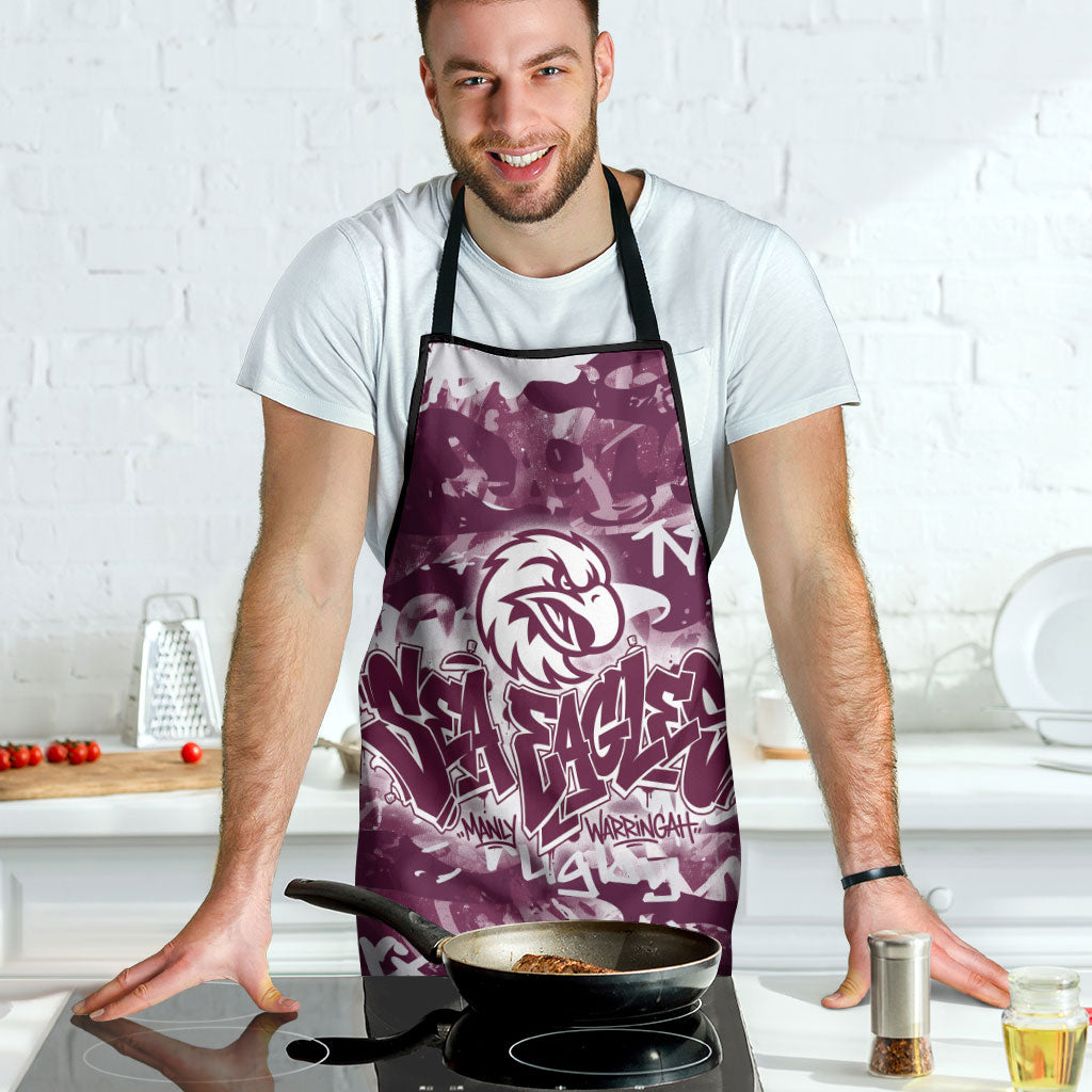 Manly Warringah Sea Eagles Rugby Apron Graffiti Typography Urban Camo Abstract Street Style