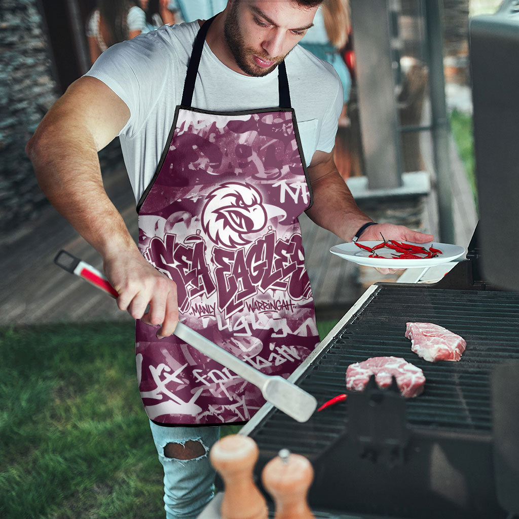 Manly Warringah Sea Eagles Rugby Apron Graffiti Typography Urban Camo Abstract Street Style