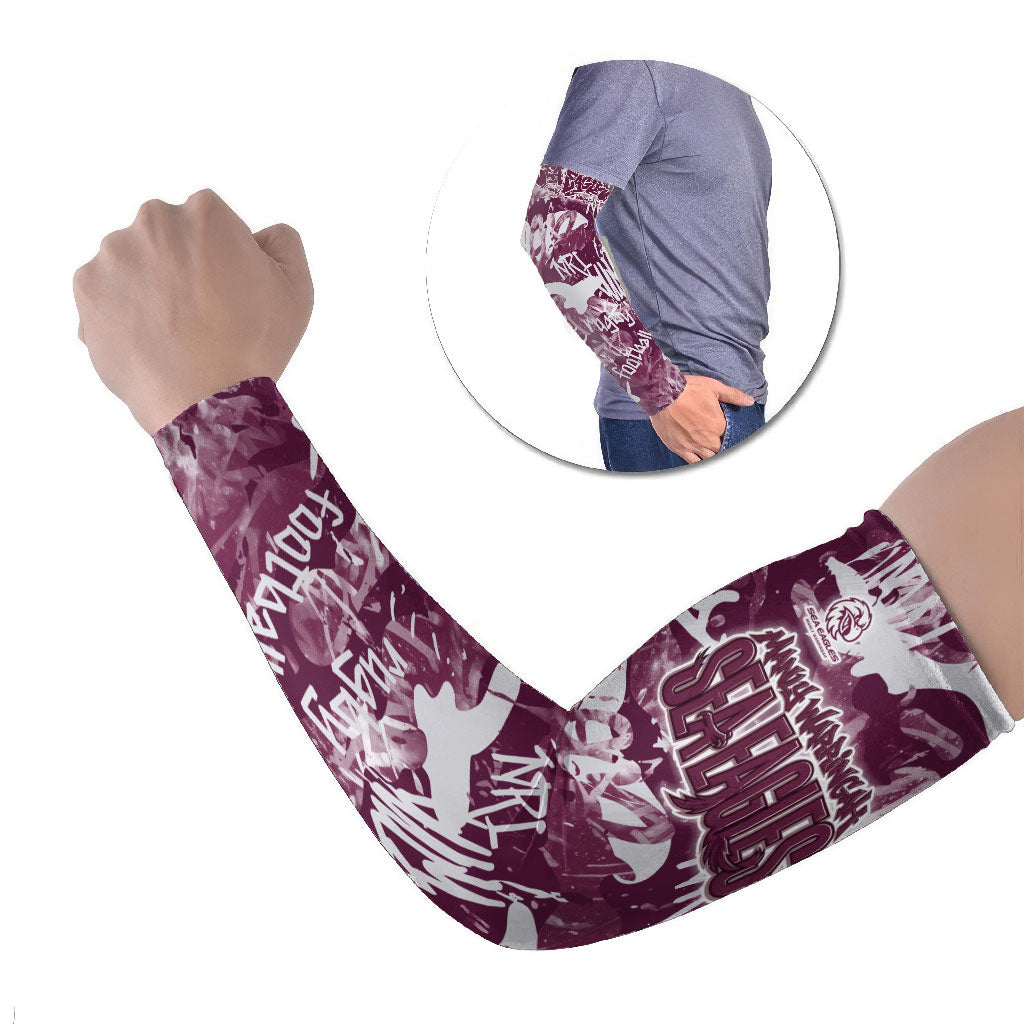 Manly Warringah Sea Eagles Rugby Arm Sleeves Graffiti Typography Urban Camo Abstract Street Style