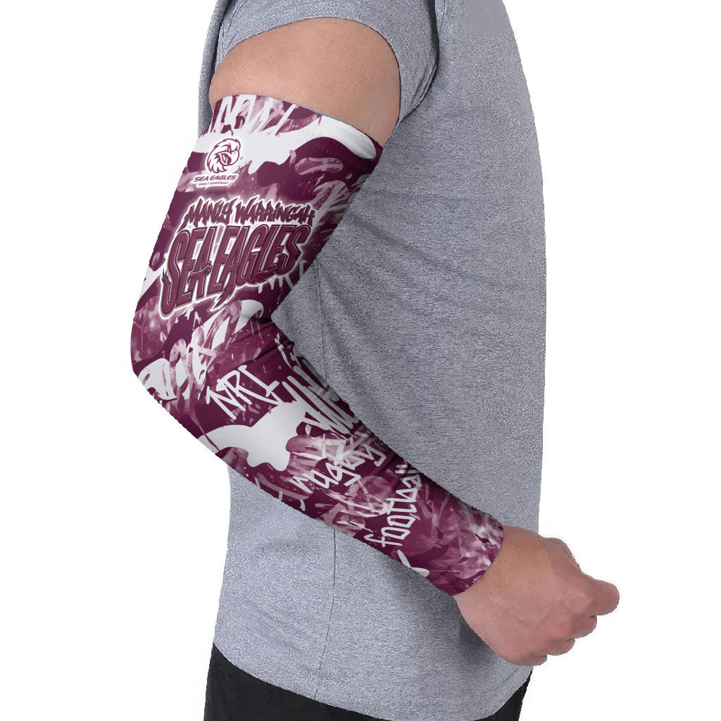 Manly Warringah Sea Eagles Rugby Arm Sleeves Graffiti Typography Urban Camo Abstract Street Style