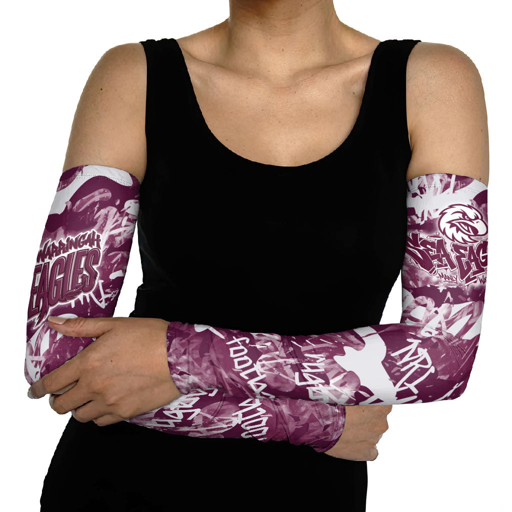 Manly Warringah Sea Eagles Rugby Arm Sleeves Graffiti Typography Urban Camo Abstract Street Style
