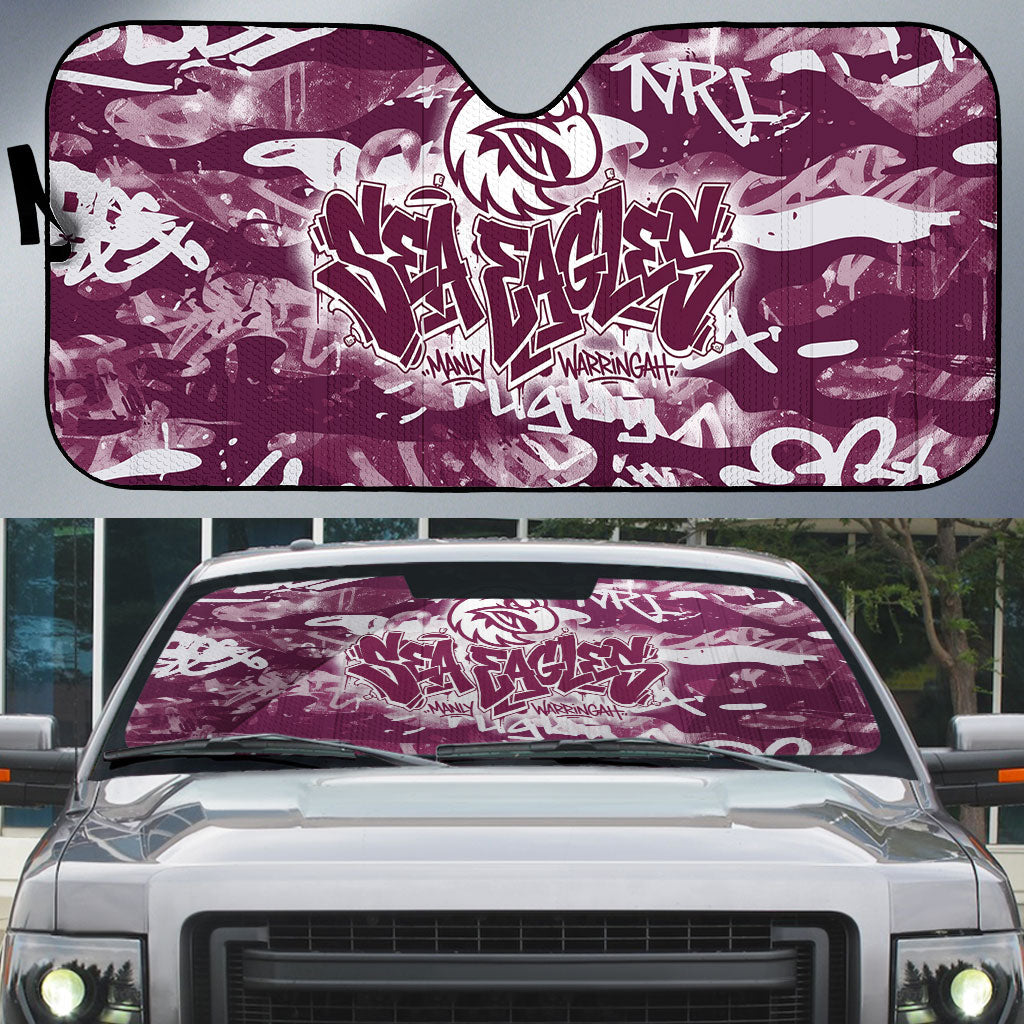 Manly Warringah Sea Eagles Rugby Auto Sun Shade Graffiti Typography Urban Camo Abstract Street Style