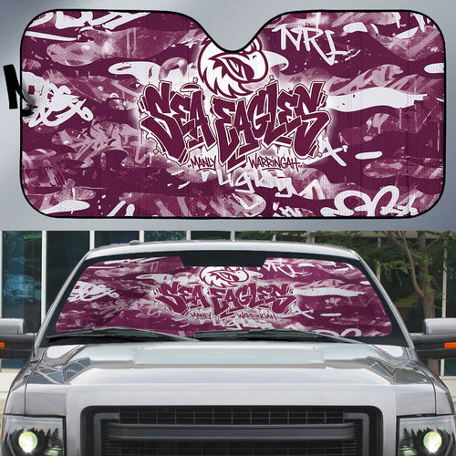 Manly Warringah Sea Eagles Rugby Auto Sun Shade Graffiti Typography Urban Camo Abstract Street Style