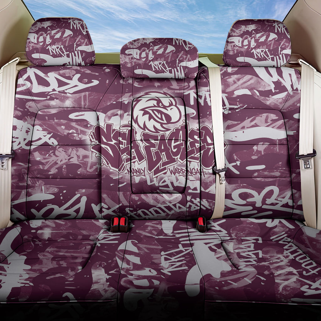 Manly Warringah Sea Eagles Rugby Back Car Seat Cover Graffiti Typography Urban Camo Abstract Street Style