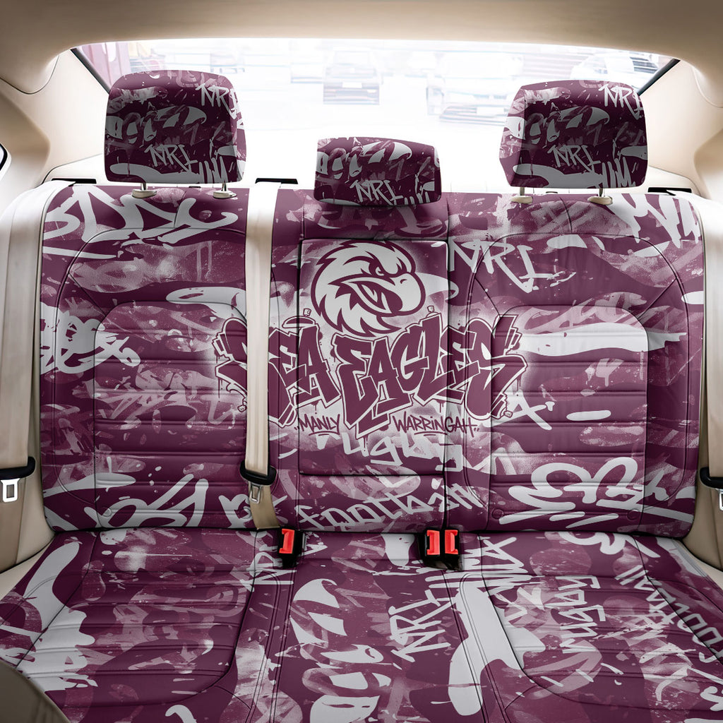 Manly Warringah Sea Eagles Rugby Back Car Seat Cover Graffiti Typography Urban Camo Abstract Street Style