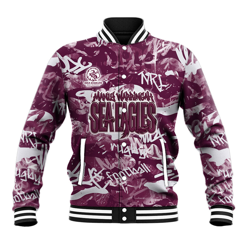 Manly Warringah Sea Eagles Rugby Baseball Jacket Graffiti Typography Urban Camo Abstract Street Style