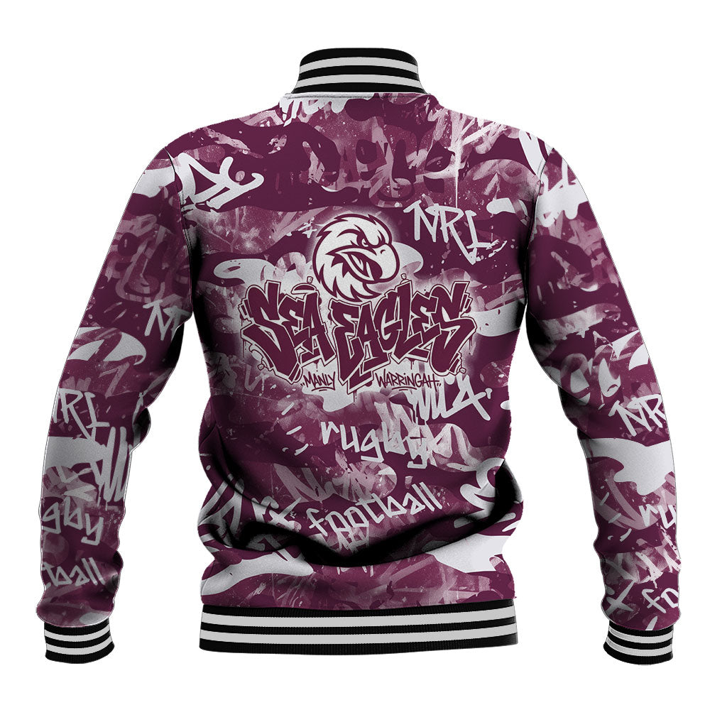 Manly Warringah Sea Eagles Rugby Baseball Jacket Graffiti Typography Urban Camo Abstract Street Style