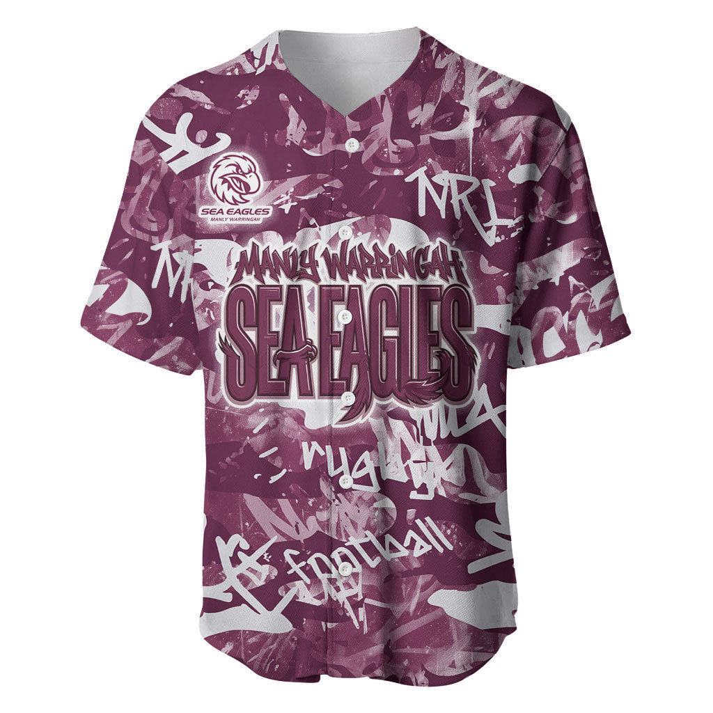 Manly Warringah Sea Eagles Rugby Baseball Jersey Graffiti Typography Urban Camo Abstract Street Style